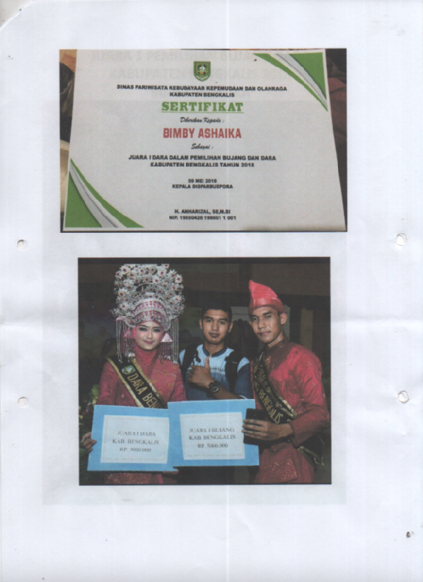 Juara I Dara Dalam Pemilihan Bujang Dan Dara Kabupaten Bengkalis Tahun 2018