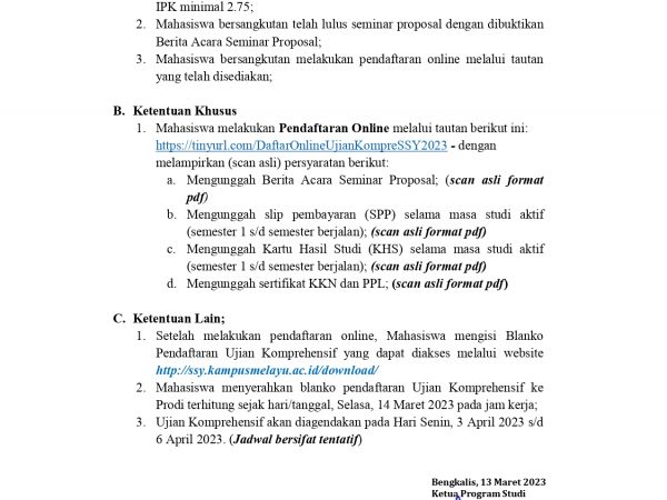 INFO UJIAN KOMPREHENSIF SSY 2023 INFO UJIAN KOMPREHENSIF SSY 2023